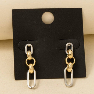 Gold Dipped Two Tone Chain Earrings