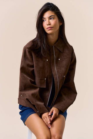 The Faux Suede Elevated Utility Jacket