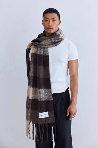 The Reykjavik Scarf - 100% Recycled in Brown Check