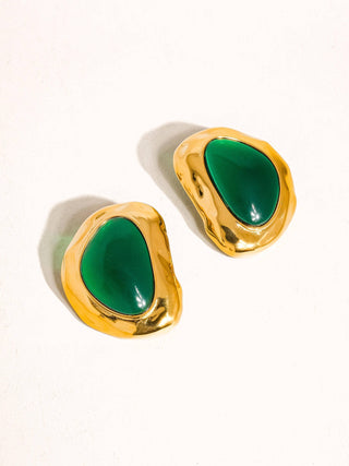 Mei 18K Non-Tarnish Green Stone Stud