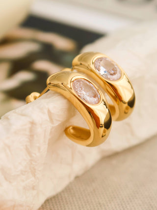 The 18K Gold Non-Tarnish Encrusted Hoop