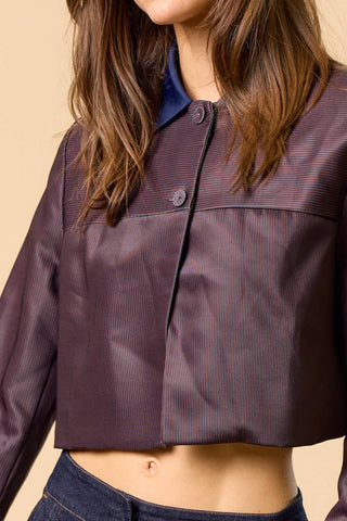 The Contrast Collar Pinstripe Cropped Jacket