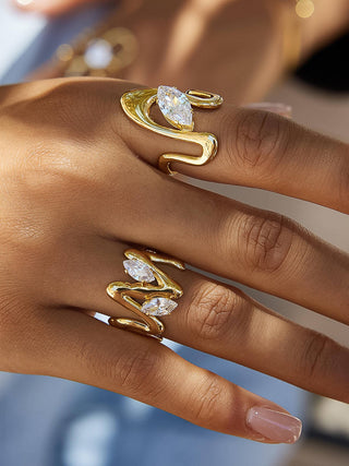 The 18K Gold Non-Tarnish Marquise Open Ring