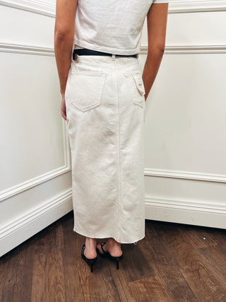 Denim Skirt with Front Slit