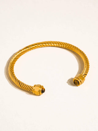 The 18K Gold Non-Tarnish Stone Braided Bangle