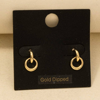 Gold Dipped Dainty Hoop Dangle Studs