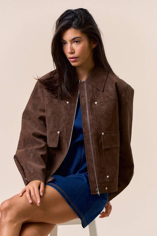 The Faux Suede Elevated Utility Jacket
