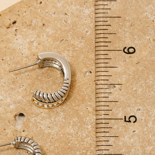 Two Tone Pave Layered Hoop