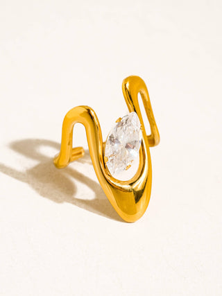 The 18K Gold Non-Tarnish Marquise Open Ring