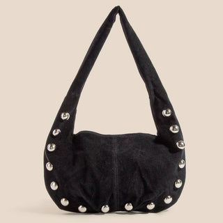 Sphere Studded Soft Hobo Shoulder Bag