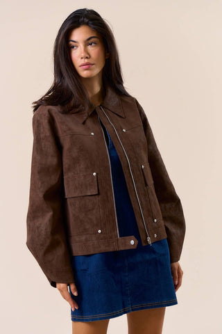 The Faux Suede Elevated Utility Jacket
