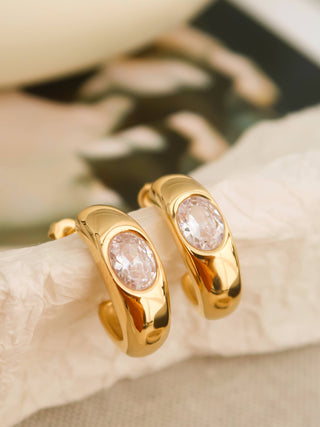 The 18K Gold Non-Tarnish Encrusted Hoop