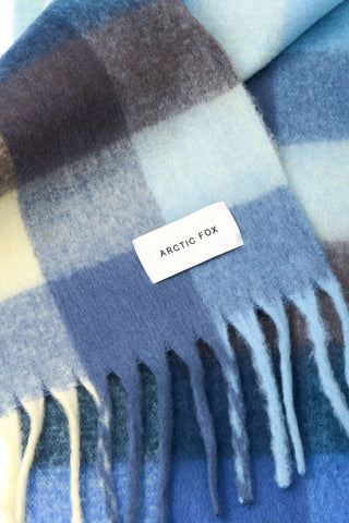 The Reykjavik Scarf - 100% Recycled in Blue and Yellow Check
