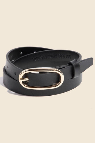 The Long Oval Gold Buckle Leather Belt