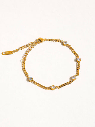 The 18K Gold Non-Tarnish Encrusted Chain Bracelet