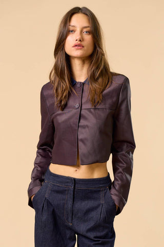 The Contrast Collar Pinstripe Cropped Jacket