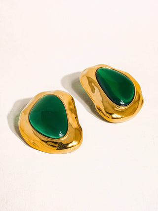 Mei 18K Non-Tarnish Green Stone Stud
