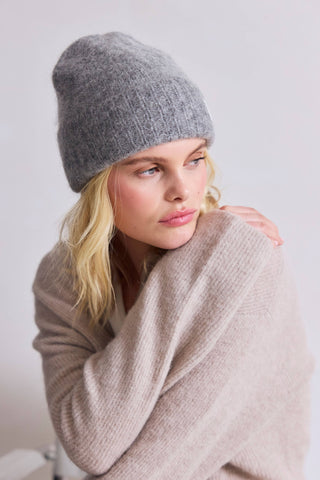The Mohair Beanie in Arctic Grey