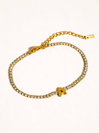 The 18K Gold Non-Tarnish Rhinestone Letter Bracelet