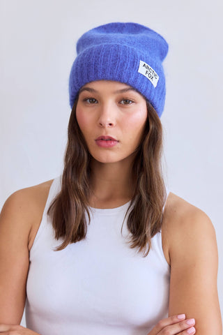 The Mohair Beanie in Future Dusk Blue