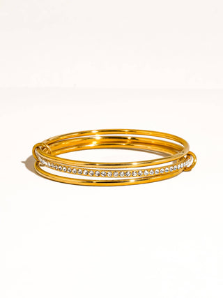The 18K Gold Non-Tarnish Rhinestone Stack Bracelet