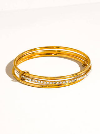 The 18K Gold Non-Tarnish Rhinestone Stack Bracelet