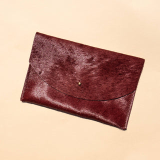Envelope Pouch in Plum Cowhide