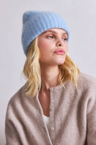 The Mohair Beanie in Sky Blue