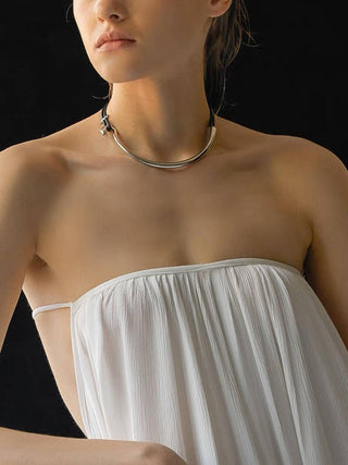 Verve White Platinum Plated Statement Choker: Silver