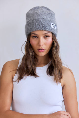 The Mohair Beanie in Arctic Grey