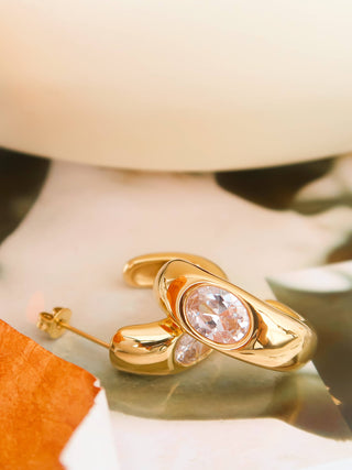 The 18K Gold Non-Tarnish Encrusted Hoop