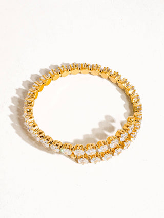 The 18K Gold Non-Tarnish CZ Glam Bracelet in Silver