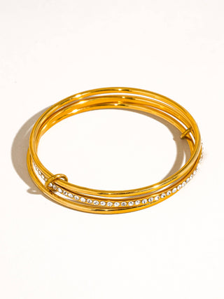 The 18K Gold Non-Tarnish Rhinestone Stack Bracelet