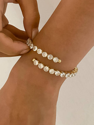 The 18K Gold Non-Tarnish CZ Glam Bracelet in Silver