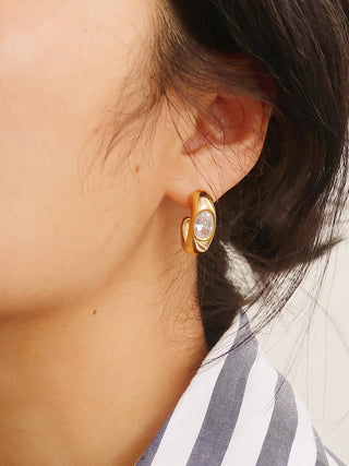 The 18K Gold Non-Tarnish Encrusted Hoop