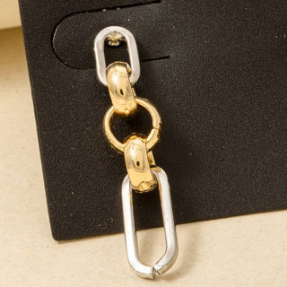 Gold Dipped Two Tone Chain Earrings