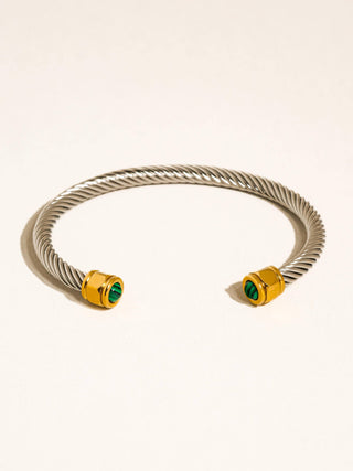 The 18K Gold Non-Tarnish Stone Braided Bangle