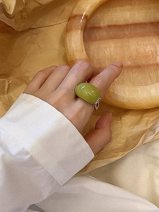 The Platinum Green Jade Statement Ring