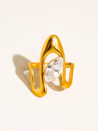 The 18K Gold Non-Tarnish Marquise Open Ring
