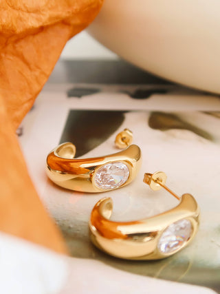 The 18K Gold Non-Tarnish Encrusted Hoop