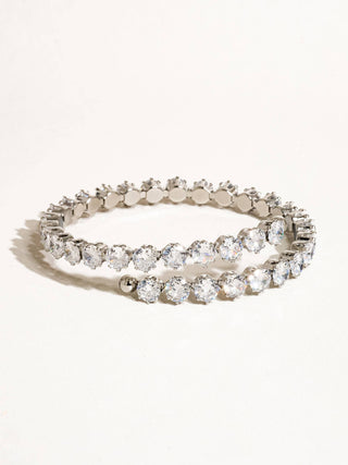 The 18K Gold Non-Tarnish CZ Glam Bracelet in Silver