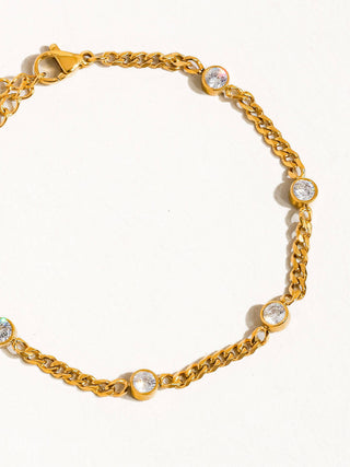 The 18K Gold Non-Tarnish Encrusted Chain Bracelet