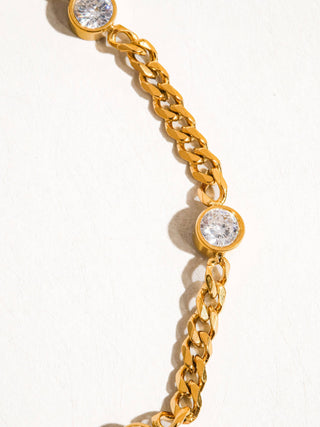 The 18K Gold Non-Tarnish Encrusted Chain Bracelet