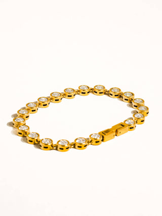 The 18K Gold Non-Tarnish Round Rhinestone Bracelet