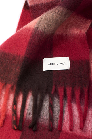 The Reykjavik Scarf - 100% Recycled in Burgundy Check