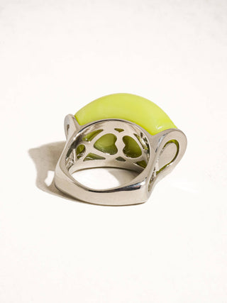 The Platinum Green Jade Statement Ring