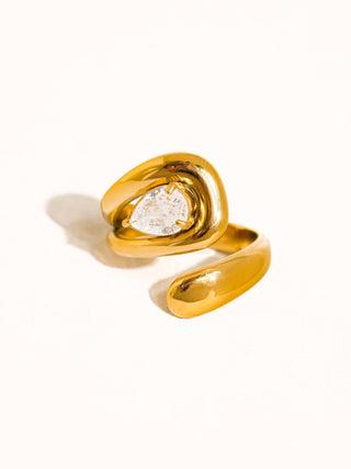 The 18K Gold Non-Tarnish Wrap CZ Ring