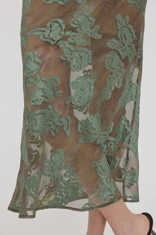 The Floral Jacquard Midi Slip Dress - Olive Street