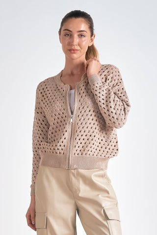 Open Knit Zip Jacket