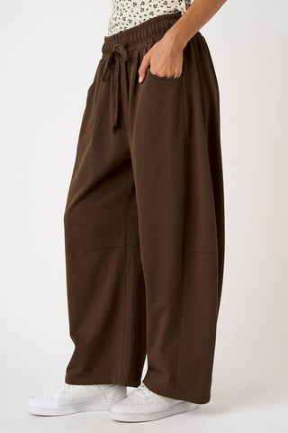 The French Terry Barrel Pant in Brown - Olive Street
